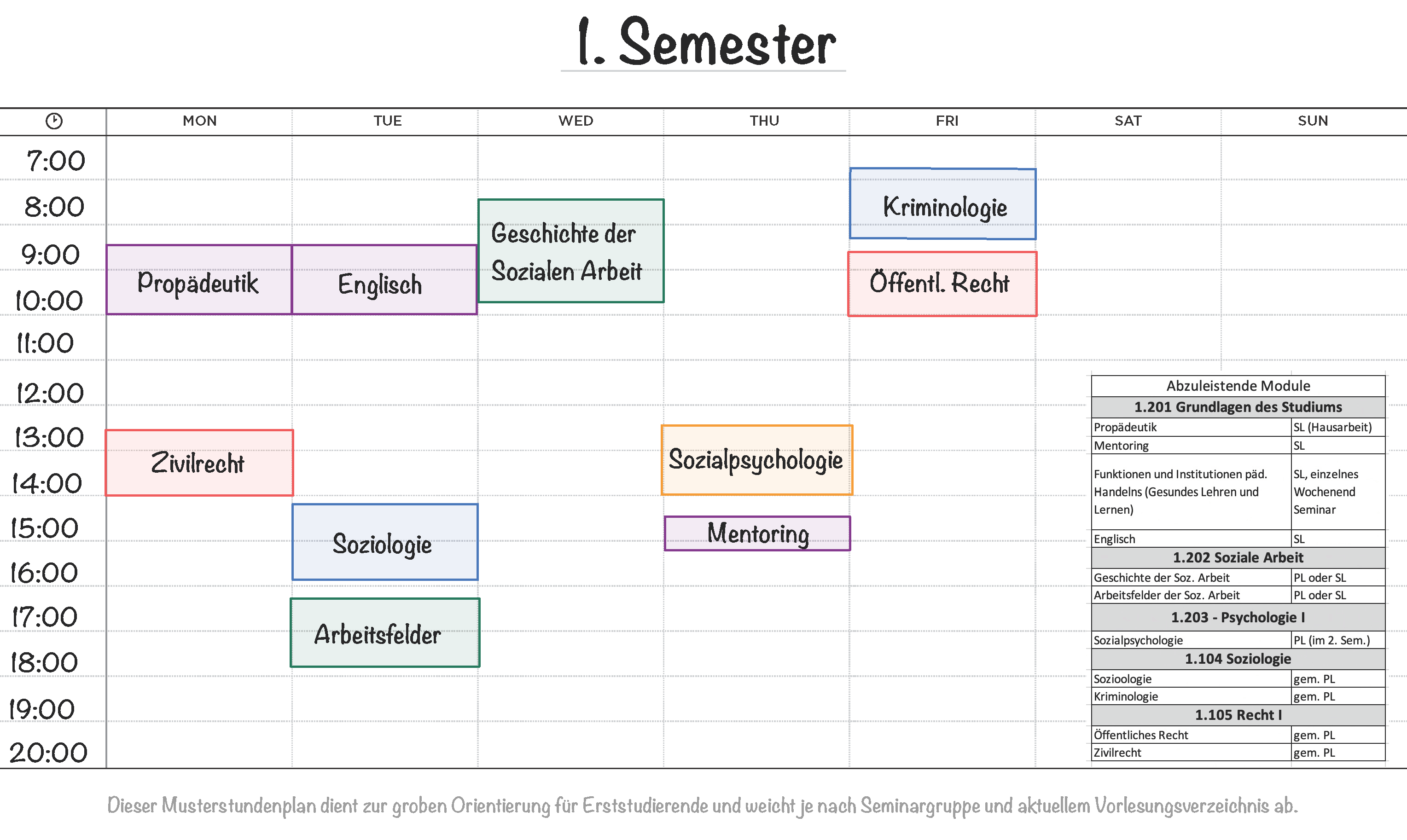 Stundenplan Beispiel