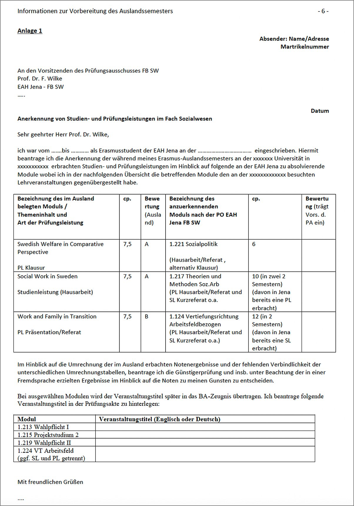 Dokument: Muster des Anerkennungsantrags